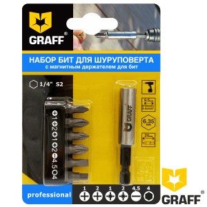 GRAFF screwdriver bit set with an adapter 6 pcs