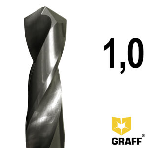 GRAFF solid-carbide (monolithic) drill bits for metal K10 1,0 mm in a plastic box