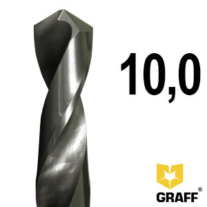 GRAFF solid-carbide (monolithic) drill bits for metal K10 10,0 mm in a plastic box