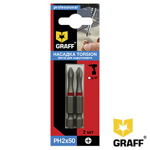 GRAFF bit Torsion PH2x50 mm 2 pcs in a blister pack