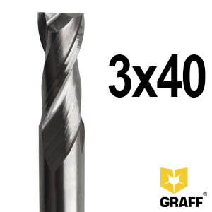 GRAFF double-flute end milling cutter 3х40х10х3 mm HSS M35 for aluminum