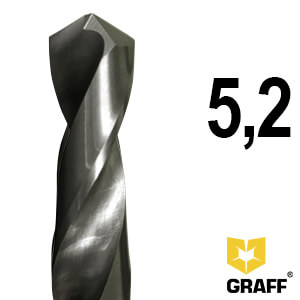 GRAFF solid-carbide (monolithic) drill bits for metal K10 5,2 mm in a plastic box