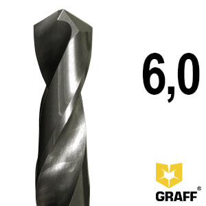 GRAFF solid-carbide (monolithic) drill bits for metal K10 6,0 mm in a plastic box