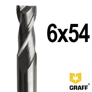 GRAFF double-flute end milling cutter 6х54х10х6 mm HSS M35 for aluminum