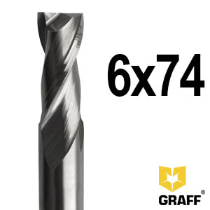 GRAFF double-flute end milling cutter 6х74х30х6 mm HSS M35 for aluminum