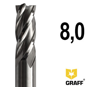 GRAFF four-flute end milling cutter 8х70х20х10 mm HSS M35 for metal