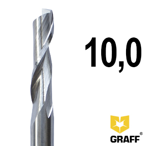 GRAFF single-flute milling cutter 10x40x120x8 mm HSS M35 for aluminum and plastic