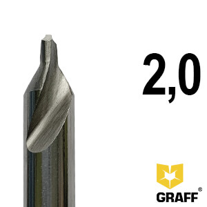 GRAFF center drill bits 2,0 mm for metal