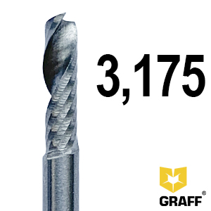 GRAFF single-flute milling cutter 3,175х38х12 mm K10 for plastic and plexiglas with upwards chip removal