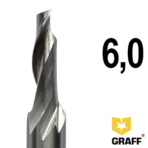 GRAFF single-flute milling cutter 6x18x60x8 mm HSS M35 for aluminum and plastic