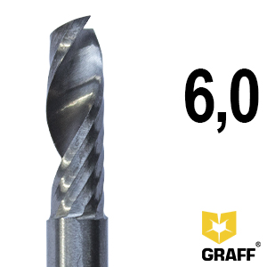 GRAFF single-flute milling cutter 6х50х20 mm K10 for plastic and plexiglas with upwards chip removal