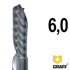 GRAFF single-flute milling cutter 6х50х20 mm K10 for plastic and plexiglas with downwards chip removal