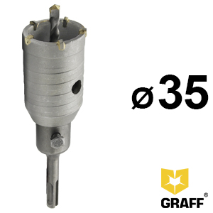 GRAFF core drill bit SDS plus 35 mm with a centering drill for socket holes in concrete