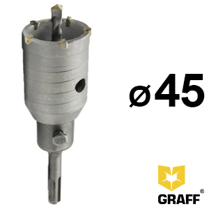 GRAFF core drill bit SDS plus 45 mm with a centering drill for socket holes in concrete