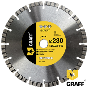 Expert diamond cutting blade for reinforced concrete and stone 230 mm