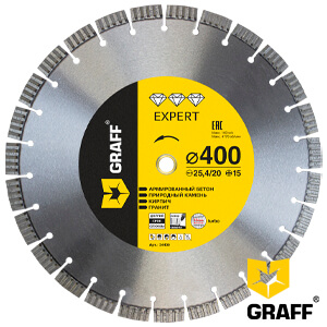 GRAFF Expert diamond cutting blade for reinforced concrete and stone 400 mm